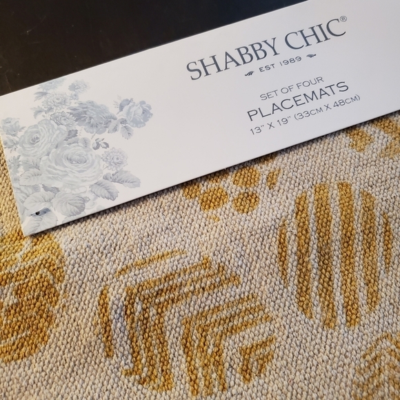 NWT Shabby Chic Set of 4 Placemats Natural Cotton Stamped Easter Eggs Raw Edges - Picture 2 of 6